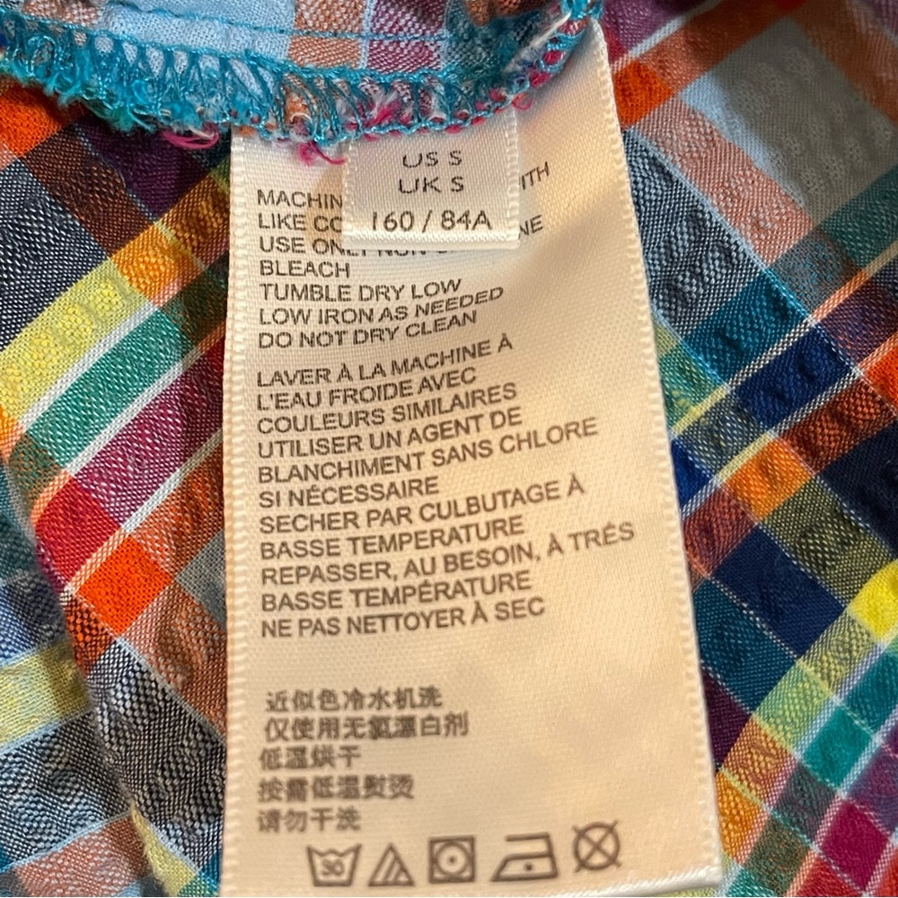 Urban Oufitters Slouchy Plaid Seersucker Shirt S Oversized Multicolored - Picture 12 of 13